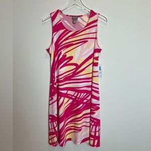 NWT Chico Kimmi Scoop Neck Dress, Abstract Strike Jazzberry Sz 1 (8-10)